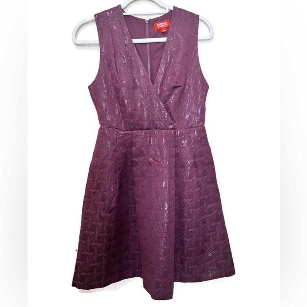 Kirna Zabete for Target Plum Dress Sz 6 Fit & Flare Cocktail Retro Style V Neck